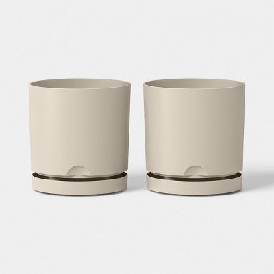2pc Recycled Resin Indoor Outdoor Planter Pots Tan 4" - Room Essentials