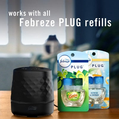 Febreze Black Plug Scent Booster Oil Diffuser Air Freshener Holder Unscented