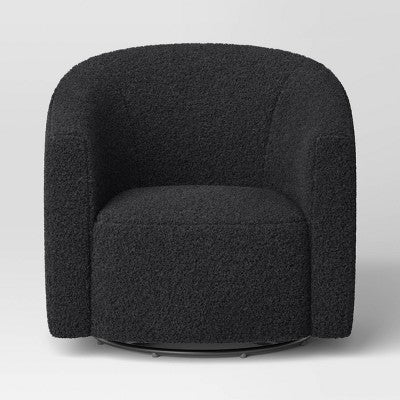 Large Aveline Swivel Chair Black Faux Shearling - Threshold (LOCAL PICKUP ONLY)