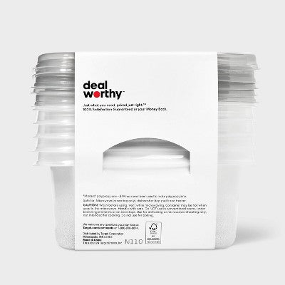 Small Rectangle Food Storage Containers - 24 fl oz/5ct - Dealworthy