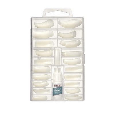 KISS Products Full-Cover Press-On Fake Nails Kit - Long Curve Overlap - 100ct/0.11oz