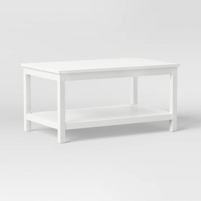 Traditional Coffee Table with Storage Shelf Classic White - Room Essentials (LOCAL PICKUP ONLY)