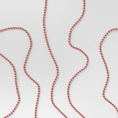 25' Plastic Bead Decorative Christmas Tree Garland Red - Wondershop