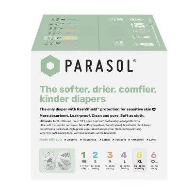 Parasol Clear+Dry Natural Disposable Diapers - Size 5 - 44ct