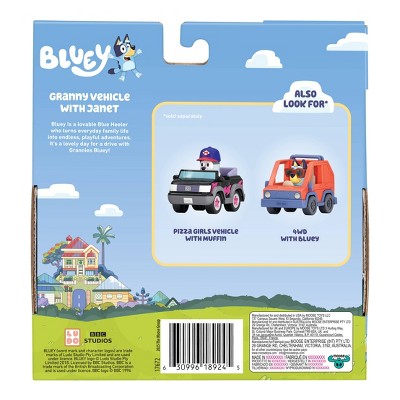 Bluey Granny Car & Janet Doll Playset - 2pk: Plastic Toy Set from BBC Series