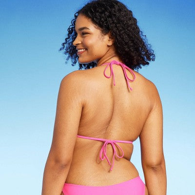 Women's Thin Strap Triangle Bikini Top - Wild Fable Pink S