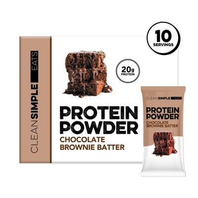 Clean Simple Eats Protein Powder Sticks - Chocolate Brownie Batter - Whey Protein Isolate - 12oz/10ct