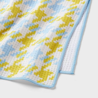 Waffle Houndstooth Hand Towel Green/Blue - Room Essentials