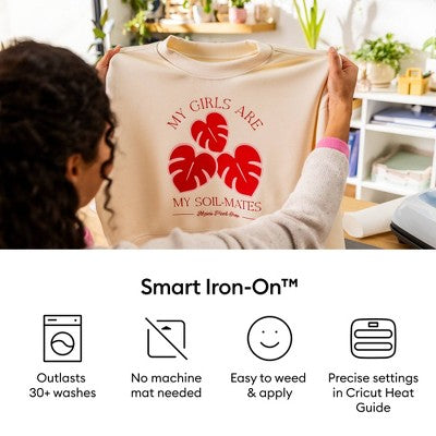 Cricut 3' Smart Iron-On Vinyl - Red: Heat Transfer Vinyl, PET Material, 12" Width, 36" Length