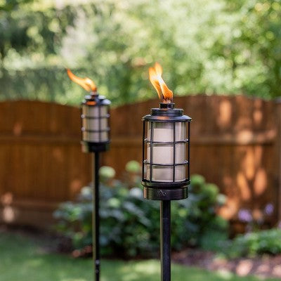 TIKI 64.25" Lantern Metal Outdoor Torch Black (LOCAL PICKUP ONLY)