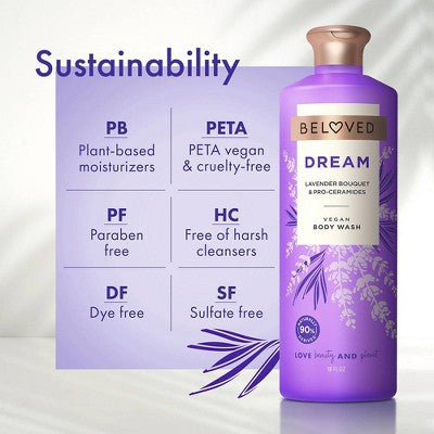 Beloved Dream Vegan Body Wash with Lavender Bouquet & Pro-Ceramides - 18 fl oz