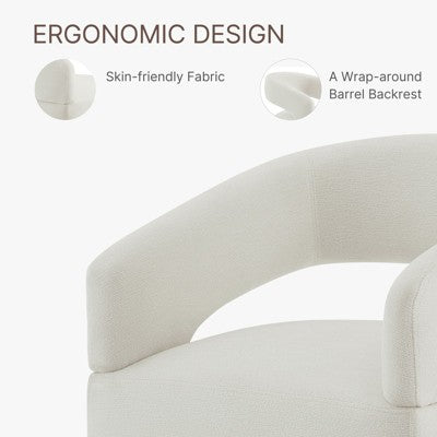 Spruce&Spring Modern Mobile Dining Chair with Casters & Open Back, Single , Ivory (LOCAL PICKUP ONLY)