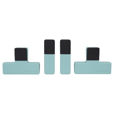 KitchenAid 4pc ABS Kitchen Clip Set Aqua Blue: Kitchen Organizer, Refrigerator Storage, Hand Wash, Lifetime Warranty