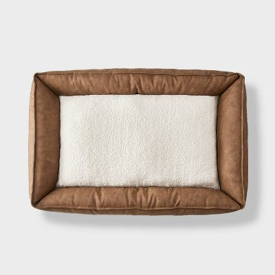Cuddler Faux Leather Bolster Dog Bed - Boots & Barkley M (LOCAL PICKUP ONLY)