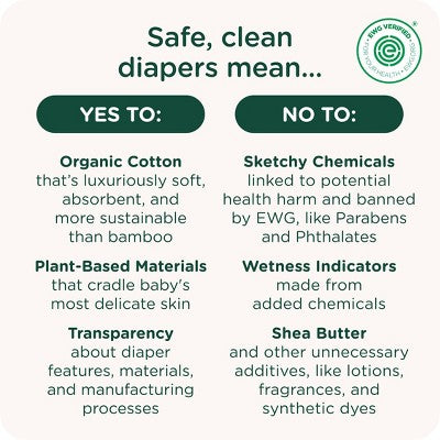 HealthyBaby Certified Safe Organic Cotton Enhanced Diapers - Size 2 - 62ct