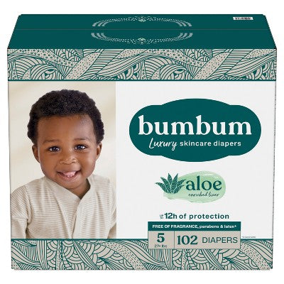 bumbum Luxury Skincare Disposable Diapers - Size 5 - 102ct