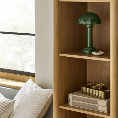 11.5" Fluted Metal Rechargeable Library Table Lamp Green (Includes LED Light Bulb) - Hearth & Hand with Magnolia