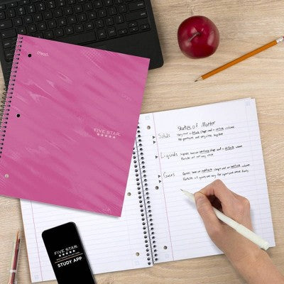 Five Star Active Subject Wide Ruled Notebook 80ct Pink