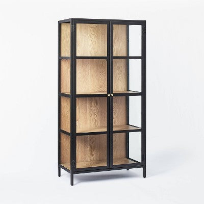 60" Crystal Cove Glass Cabinet Black - Threshold designed with Studio McGee (LOCAL PICKUP ONLY)