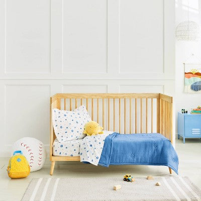 4pc Toddler Bedding Set - Blue Sports - Cloud Island: Cotton, Woven Lightweight Fabric