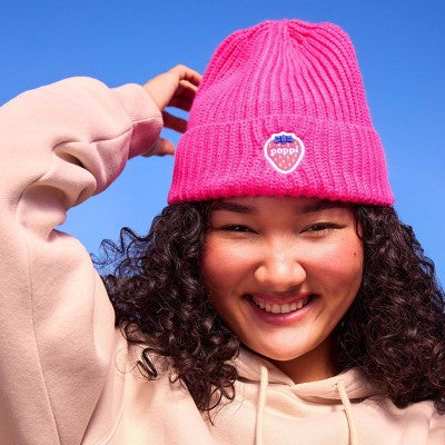 Adult Poppi Strawberry Graphic Beanie - Pink