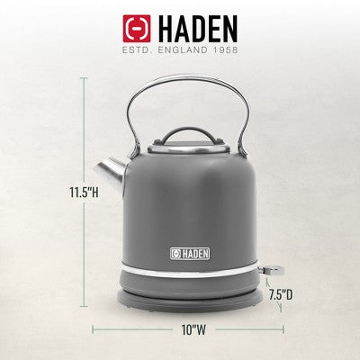 Haden Chelsea 1.7 Liter Stainless Steel Electric Kettle, Hot Water Kettle with 360-Degree Base and Auto Shutoff, Grey & Chrome