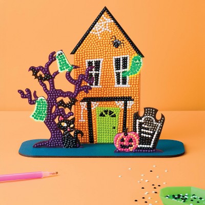 Halloween Craft 3D Gem Art Haunted House Activity DIY Art Kit - Mondo Llama