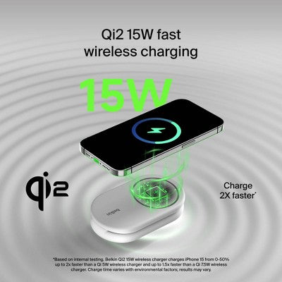 Belkin Qi2 2-in-1 Stand - White