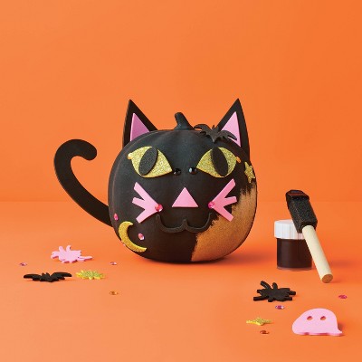 Halloween Craft Embellished Paper Mache Cat Pumpkin Painting Kit - Mondo Llama