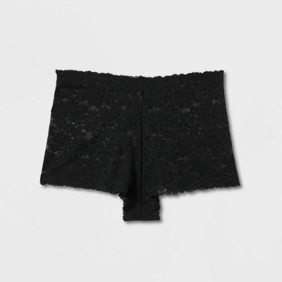 Women's Allover Lace Boy Shorts Underwear - Auden Black XS