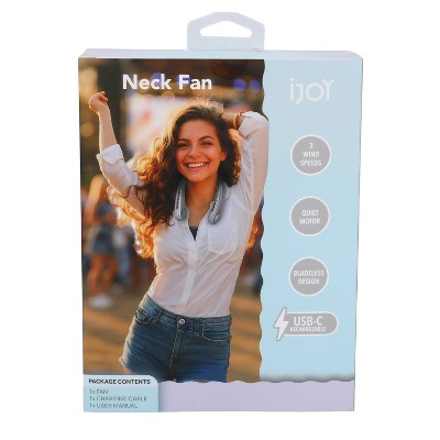 iJoy Portable Neck Fan Metallic Silver