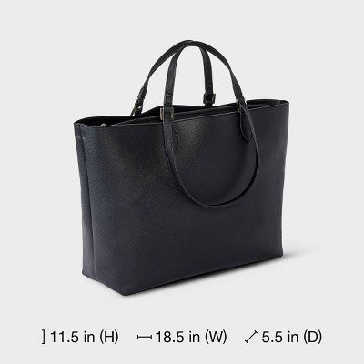 Dual Strap Triple Compartment Tote Bag - A New Day Black