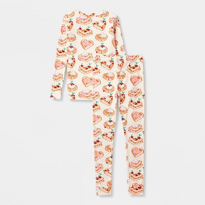 Girls' Long Sleeve Snuggly Soft Pajama Set Cat & Jack Off-White 6