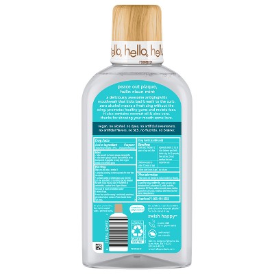 hello Alcohol Free Mouthwash with Aloe Vera - Flouride Free Mouthwash - Clean Mint - 17.6 floz