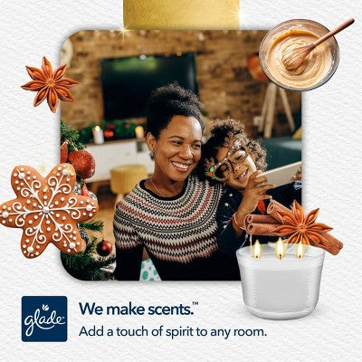 Glade 3 Wick Fall Jar Candles Cozy Gingerbread - 6.8oz