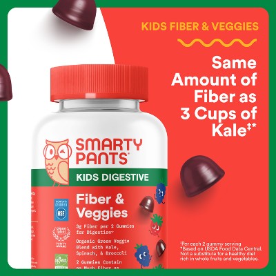 SmartyPants Kids Fiber & Veggies Gummies for Digestive Health, Mixed Berry - 60ct