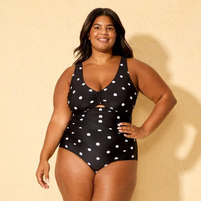 Women's Polka Dots Swimsuit - Shade & Shore Black 22