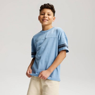Boys' Short Sleeve Seamed Washed T-Shirt - Cat & Jack Blue XS