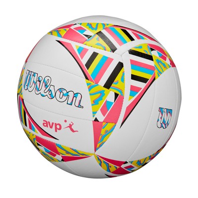 Wilson AVP Movement Volleyball - White/Pink/Yellow: Size 5 Outdoor TPU Sports Ball for Adults