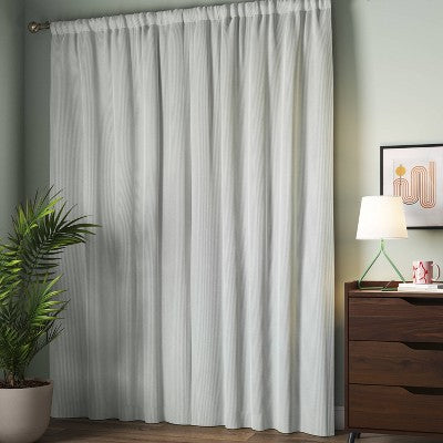 42"x84" Blackout Baby Striped Window Curtain Panel Gray/Ivory - Room Essentials: Room Darkening, Energy Efficient