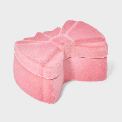 Bow Flocked Trinket Box - Wild Fable Pink