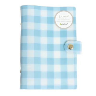 Pearhead 5.25"x7.25" Blue Gingham Refillable Journal 100 Page with Snap Closure