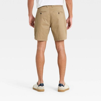 Men's 7" Flat Front Shorts - Goodfellow & Co Tan 28