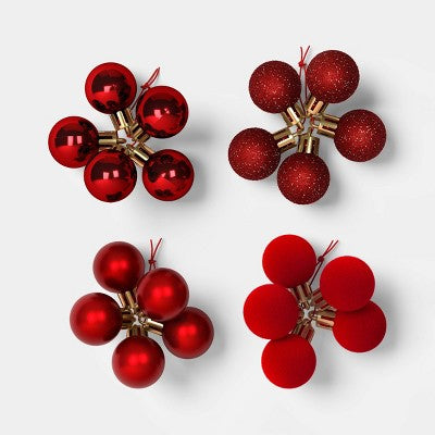 4ct Christmas Monochromatic Gift Toppers Red - Wondershop