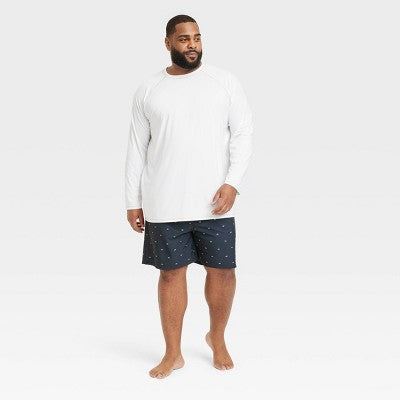 Men's Big & Tall Long Sleeve Rash Guard Swim Shirt - Goodfellow & Co White 5XL