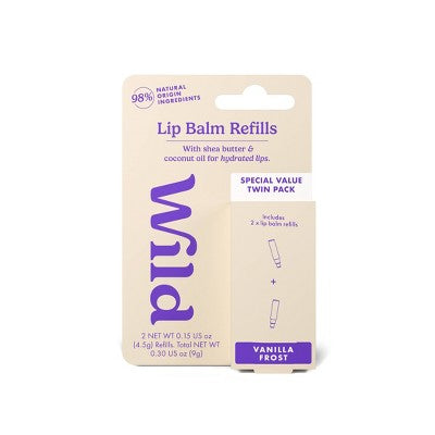Wild Cosmetics Vanilla Frost Lip Balm Refill - 0.3oz/2pk: Moisturizing, Clear, Lip Treatment