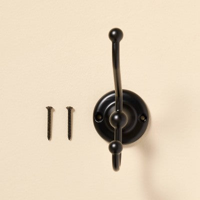 Vintage Double Wall Hook Matte Black - Hearth & Hand with Magnolia