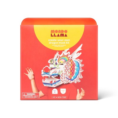 Lunar New Year Craft Wearable Cardboard Dragon Mask Coloring Activity Kit - Mondo Llama