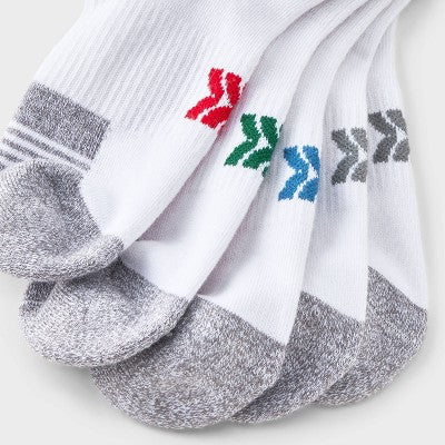 Kids' 6pk Ankle Length Socks - All In Motion White M
