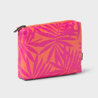 Water Resistant Pouch Toiletry Kits and Bags - Open Story Pink/Orange Palm